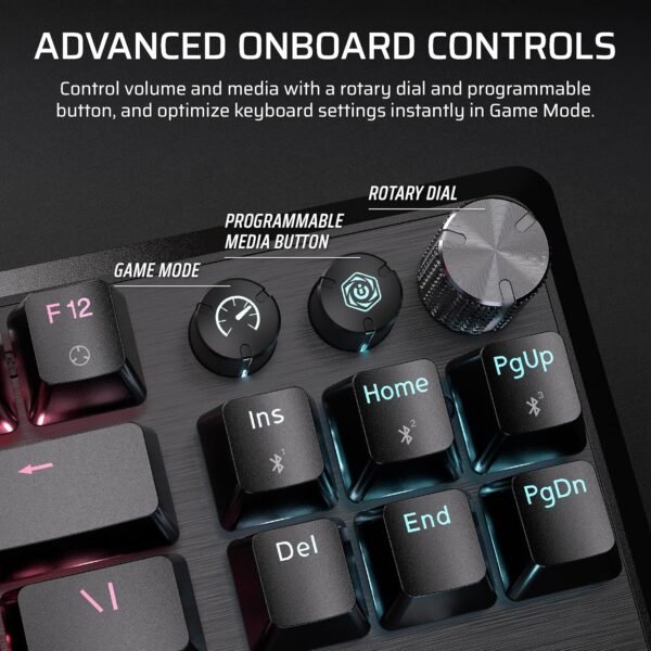 CORSAIR K70 CORE TKL WIRELESS RGB Tenkeyless Mechanical Gaming Keyboard – Pre-Lubed MLX Red v2 Linear Switches, SOCD, ABS Double-Shot Keycaps, Sound Dampening, 1000Hz Polling, QWERTY UK – Black - Image 8