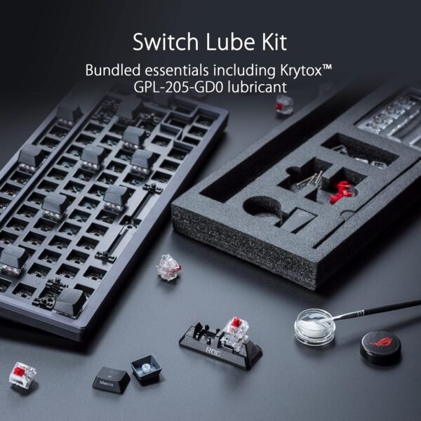 ASUS ROG Azoth 75% Wireless DIY Custom Gaming Keyboard, OLED display, Gasket-Mount, Three-Layer Dampening, Hot-Swappable ROG NX Red Switches & Keyboard Stabilizers, PBT Keycaps, RGB, UK Layout, Black - Image 7