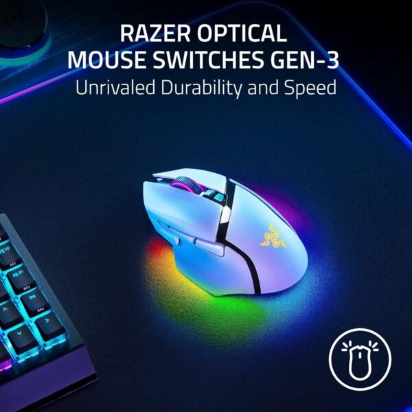 Razer Basilisk V3 Pro 35K - Fully Customizable Wireless Ergonomic Gaming Mouse with Chroma RGB - 35K Optical Sensor (Configurable Tilt Wheel, 1K Hz Polling Rate, 13 Customizable Controls) White - Image 7