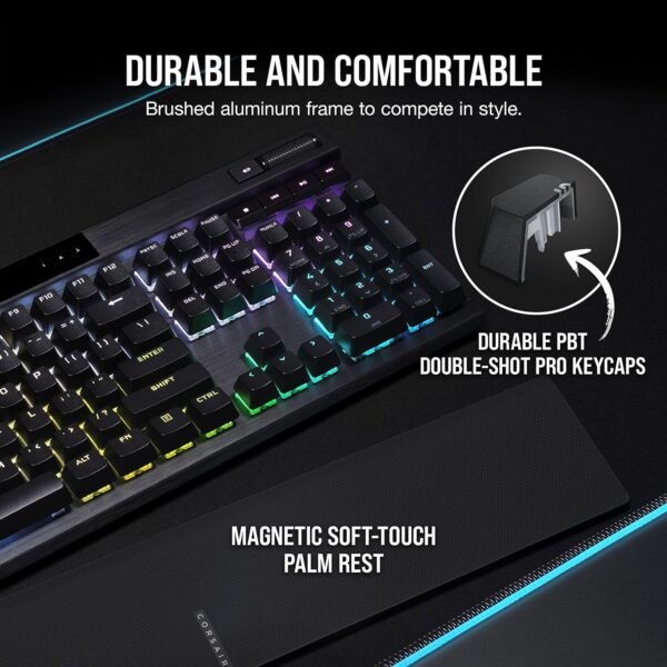 CORSAIR K70 RGB PRO Mechanical Wired Gaming Keyboard – Cherry MX Red Linear Switches, SOCD, PBT Double-Shot Keycaps, 8000Hz Hyper-Polling, NKRO, Anti-Ghosting, Tournament Switch, QWERTY UK – Black - Image 3